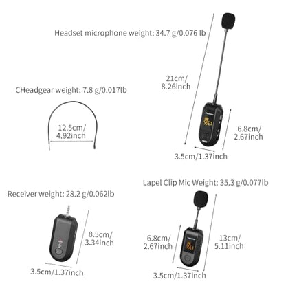 Depusheng 2.4G Wireless Microphone Headset,Lavalier and Handheld Mic 160ft Range,with 1/8''&1/4'' Plug for PA System,Voice Amplifier (lavalier Microphone) - size: lavalier microphone