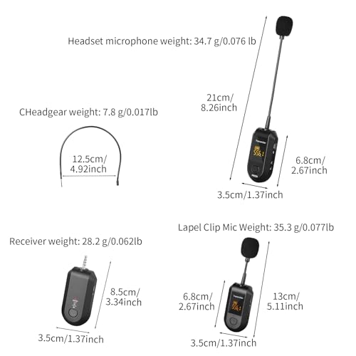 Depusheng 2.4G Wireless Microphone Headset,Lavalier and Handheld Mic 160ft Range,with 1/8''&1/4'' Plug for PA System,Voice Amplifier (One lavalier Microphone) - size: One lavalier microphone