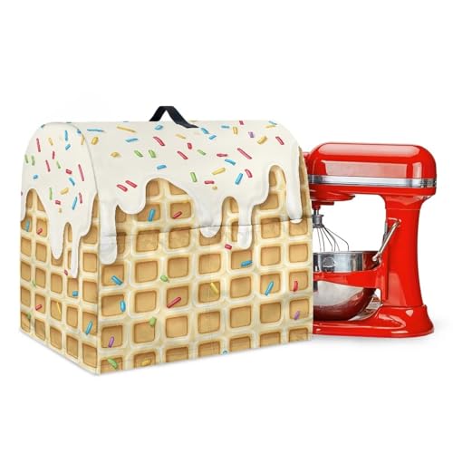 Stand Mixer Dust Cover with Top Handle, Stand Mixer Organizer Bags with Front Pockets Dust-Proof Stand Blender Cover Kitchen Attachments Ice Cream - color: Ice Cream, size: S