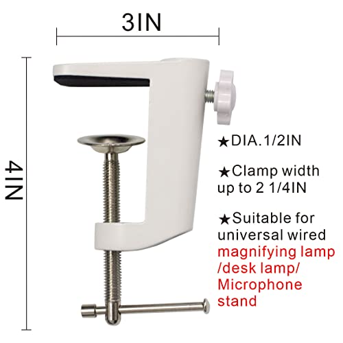 Replacement Heavy Duty C Clamp for 1/2” Base Magnifying Lamp,Desk Lamp,Swing Arm Lamp,Phone I pad Mount,Tablet Mic Holder,Table Mount Clamp for Microphone Stand Mic Boom Arm (ALU White) - color: Alu White