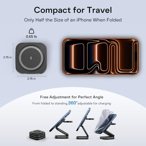 5-in-1 Wireless Charger for MagSafe, AC ISLAND Portable Travel Charging Station, 35W Max Qi2 Fast Foldable Magnetic Stand, Evolved for iPhone 17-12 Series, Apple Watch, AirPods (with 35W Adapter) - color: Black