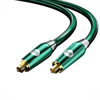 Digital Optical Audio Cable for Soundbar, TV, Home Theater, Audio System - 24K Gold-Plated, High-Fidelity Fiber Optic Cord for Crystal Clear Sound, Emerald, 6.5FT/2M - size: 6.5FT/2M