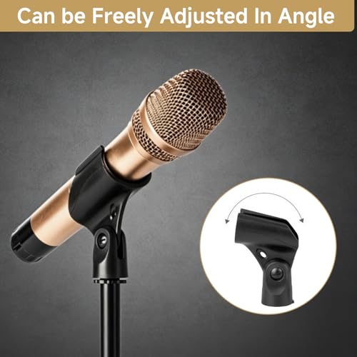 2-Pack Microphone Clip Holder，Adjustable Mic Clip with 5/8 to 3/8 Inch Screw Adapter, Universal Microphone Holder for Mic Stands and Wireless, Dynamic Mic Accessory