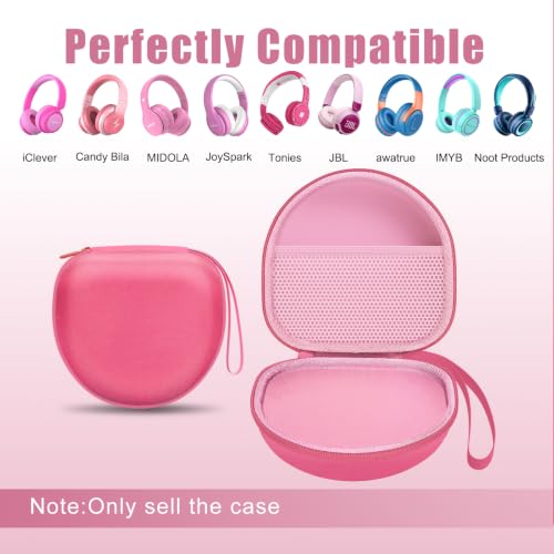 Kids Headphones Case for iClever/JBL/Acer Etc Headphone,Red+Pink,Case Only | for iClever BTH12 HS19 BTH20 BTH22 BTH26/Candy Bila/Acer/JBL Junior 320/MIDOLA/JoySpark/ADOOPE Etc Girls Boy Kid Headphone - color: Red+Pink