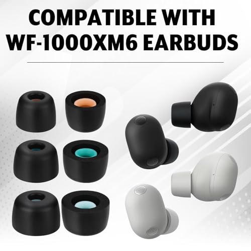 3 Pairs Silicone Ear Tips Compatible with WF-1000XM6 Earbuds with Cleaning Pen kit, Replacement Anti-Slip Silicone Ear Tips with Cleaning Tool for Wireless Earbuds