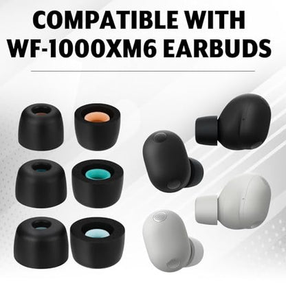 3 Pairs Silicone Ear Tips Compatible with WF-1000XM6 Earbuds with Cleaning Pen kit, Replacement Anti-Slip Silicone Ear Tips with Cleaning Tool for Wireless Earbuds