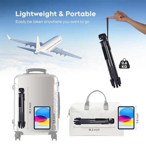 LINKCOOL 160cm/63 Adjustable Phone Tripod, Lightweight Portable Stand with Remote Shutter for iPhone Samsung Smartphone & Camera