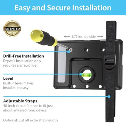 TotalMount Universal Mount for Electronics – Designed in the USA | Adjustable and Secure Wall Mount for Your Cable Box, Router, Modem, Wi-Fi Devices, DVR, and More (37 Inch Max Circumference)