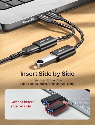 JSAUX USB C to USB 3.0 Adapter [2 Pack], USB C Male to USB Female OTG Cable Adapter Compatible with MacBook Pro/Air, iPhone 17 Pro Max/iPhone Air/16e/16/15 Series, Samsung Galaxy S25/S24/S23-Black - color: Black