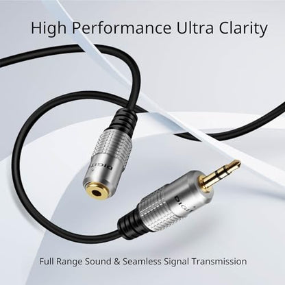 TNP Products 3.5mm AUX Headphone Extension Cable, Male to Female, 15 Feet | Aux Cord Extender with Trs Stereo Plug, Gold-Plated Connectors and 15 Feet Reach; Audio Only with No Microphone Support - size: 15 Feet