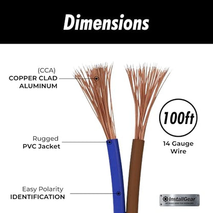 InstallGear 14 Gauge Speaker Wire 100 ft Cable, 14 AWG - size: 14 Gauge (CCA) - 100 Ft