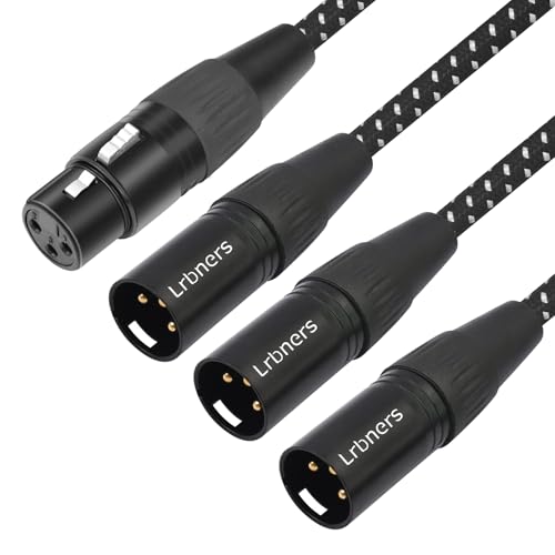 2FT XLR 1 Female to 3 Male Y Splitter Cable - Metal-Braided Y-Cable, Non-Slip Grips,3Pin XLR 3-Way Signal Duplication for Mixers/PA/Amps - color: 1 Female to 3 Male