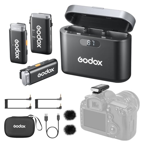 Godox WEC 2.4GHz Wireless Microphone System - 12g Ultra Compact, 200m Range, 24H Recording, Intelligent Noise Cancellation, Compatible with Cameras/Smartphones for Live Streaming, Interviews, Vlogging