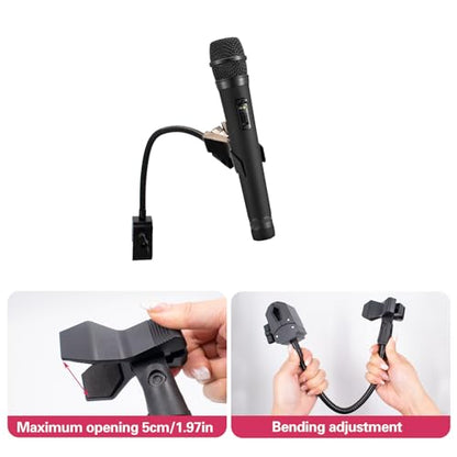 Gooseneck Microphone Stand with Crab Clamp, 11.8 Inch Flexible Adjustable Desk Arm with Microphone Clip for Music Recording Equipment and Live Broadcast Accessories