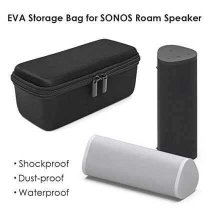Case for Sonos Roam Portable Speaker Travel Carrying Storage Bag with Silicone Cover(Black) - color: Black