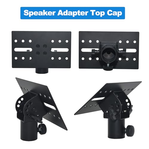 Speaker Stand Adapter, Adjustable Angle，Holds up to 110lbs,2 Packs | Adjustable All Metal 35mm Speaker Adapter Top Cap,Suitable for Stage and Event Setup,HD-12 , Black
