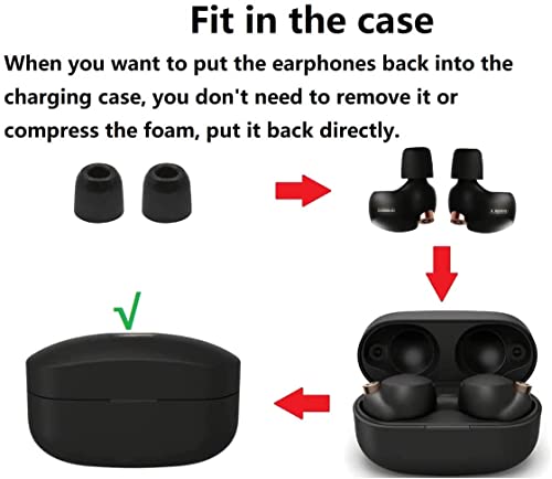 Earbud Memory Foam Tips Earbuds Replacement Tips Ear Tips Earbuds Foam Eartips Compatible with Sony Headphones, S/M/L 6 Pairs, Foam Black