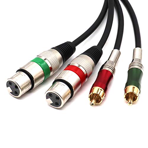 Dual XLR Female to RCA Cable,2 XLR to 2 RCA Male Phono Plug HiFi Audio Cable for Amplifier Mixer Microphone Patch Cable (5FT/1.5M) - color: 1.5m(2 XLRF-2 RCAM)