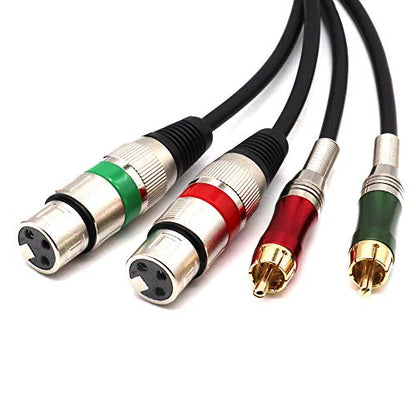 Dual XLR Female to RCA Cable,2 XLR to 2 RCA Male Phono Plug HiFi Audio Cable for Amplifier Mixer Microphone Patch Cable (5FT/1.5M) - color: 1.5m(2 XLRF-2 RCAM)