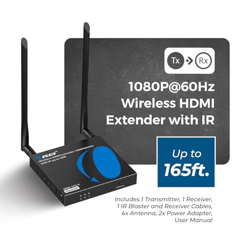 OREI 1080p HDMI Sender and Receiver Wireless 165ft, IR Support, Low Latency | Wireless HDMI Extender – 5GHz, HDMI Loop Out, SSID Pairing, Channel Switching, IR Passback, 24/7 Operation - size: 1080p, style: TX & RX Kit