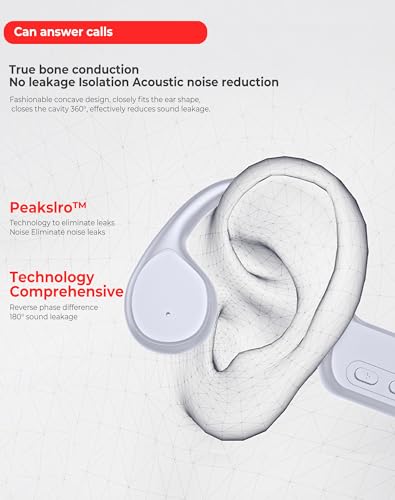 Atopskins Swimming Waterproof Bone Conduction Headphones Bluetooth 5.3 lPX8 Underwater Waterproof Headphones for Swimming with 32GB MP3 Player Built in Earbuds for Sport Running Cycling Gym (White)