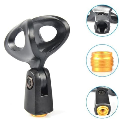 Generic Replacement MZQ800 Microphone Clamp Clip Holder for Sennheiser E835 Dynamic Cardioid Microphone, with Screw Adapters 5/8 Male to 3/8 Female, Black, 2 PACK