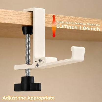 JAKO Headphone Stand for Desk, Aluminum Alloy Foldable Headphone Holder - Headset Stand Hook Mount, PC Gaming Headset Holder Under Desk Clamp for Office, Computer, Student Class Table (Beige) - color: Beige
