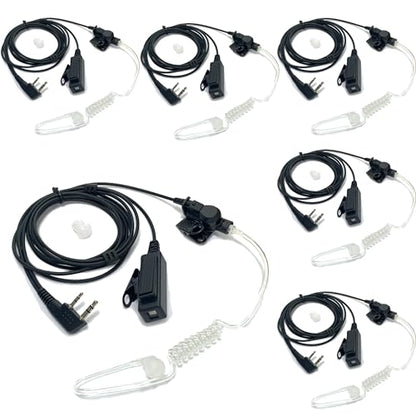 SAMCOM SM007 Surveillance Earpiece 2-Pin for FPCN10A FPCN30A Radio, 6Pcs | K Plug Air Tube Headset for Two-Way Radio Walkie Talkie,PTT Microphone for School Staff, Restaurant Crew, Event Security - size: 6 Pcs Earpiece