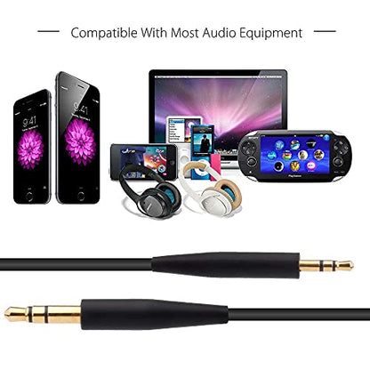Replacement Audio Cable Compatible with Bose 700 QuietComfort Ultra QC45 QC35II QC35 QC25 NC 700 Soundlink Soundtrue Noise Cancelling Headphones (Black) - color: Black