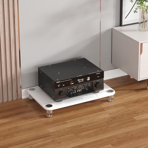 Tempered Glass HiFi Audio Rack Stand, Anti-Vibration Amplifier Shelf(White,1-Layer) - color: White, size: 1-layer