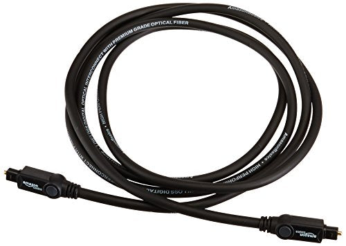 Amazon Basics Toslink Digital Optical Audio Fiber Optic Cable, Multi-Channel, for Sound Bar, Audio System, Home Theatre, Game Console, Blu-Ray Player, Gold-Plated Connectors, 6 Foot, Black - size: 6 Feet