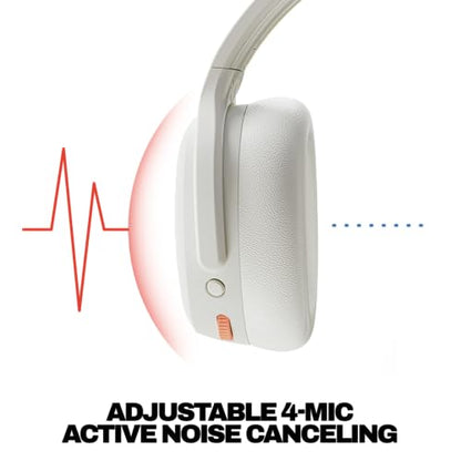Skullcandy Crusher ANC 2 Noise Cancelling Wireless Headphones - Bone | Multi-Sensory Crusher Bass, Over-Ear Fit, Bluetooth, 60 Hours Battery, Working Out, Gym, Travel, Studying, Music, Gaming - color: Bone