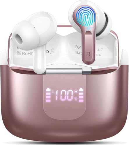 Wireless Earbuds, Bluetooth 5.3 Headphones NEW Ear Buds 40H Bass Stereo - color: Rosegold