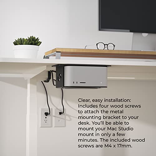 HumanCentric Under Desk Mount Compatible with Mac Studio, M4 M3 M2 M1 | Mounting Stand Bracket, Heat Dissipation, Anti-Scratch, Secure or Hide with Holder Case