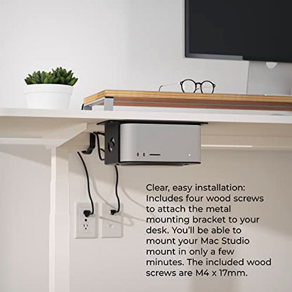 HumanCentric Under Desk Mount Compatible with Mac Studio, M4 M3 M2 M1 | Mounting Stand Bracket, Heat Dissipation, Anti-Scratch, Secure or Hide with Holder Case