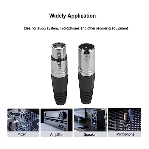 2 Pair Male+ Female 3 Pin XLR Connectors Solder Nickel-Plated Locking | Zinc alloy & nickel shell ensure rugged durability, Locking prevents disconnect, Ideal for mics, DMX, Microphone, live audio