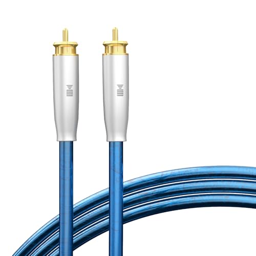 Silver Plated Stereo Audio Interconnect Cable, Shielded Dual Male to Male Phono Cord, High Fidelity Sound Wire Compatible with RCA Devices, Amplifier, Subwoofer, Home Theater, Blue, 6.5FT/2M - size: 6.5FT/2M