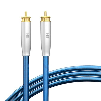 Silver Plated Shielded Audio Cables for RCA Devices, Dual Male to Male Signal Audio Cable Compatible with RCA Interface.as Amplifier,Subwoofer,Sapphire Blue, 9.8FT/3M - size: 9.8FT/3M