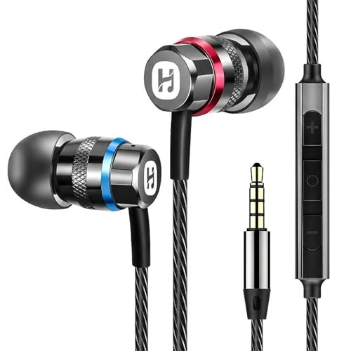 HIFI WALKER A1 Wired Earbuds with Microphone, Hi-Res 3.5mm Headphones Wired with Volume Control, Clear Calling Metal in-Ear Earphones for PC, Laptop, Tablet, Smartphone, Gaming - size: 3.5mm with Mic