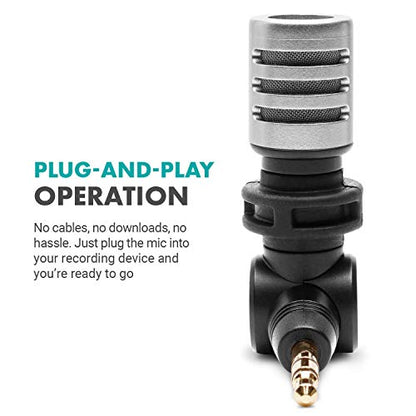 Movo MA5CA 3.5mm TRS Mini Microphone for Camera - Mini Mic for Camera and Camcorder - Video Camera Microphone with 180° Rotation - Pocket-Size Camera Mic for Travel Vlogs and Street Videography