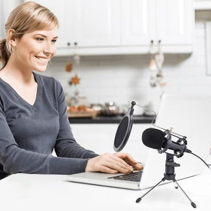 Japard Gaming USB Microphone for PC High Sensitivity, Mini Condenser 3.5 mm Plug for iPhone iPad Android, Broadcast Music Recording Set for Computer Meeting Podcast, Gift for Kids