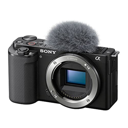 Sony Alpha ZV-E10 APS-C Interchangeable Lens Mirrorless (Body Only, Black) | Shotgun Microphone, Memory Card, Extendable Tripod with Built-in Phone Mount, Vlog Camera, (4 items)