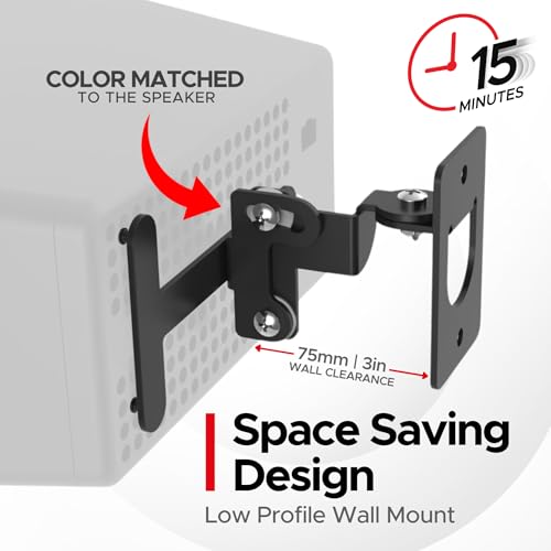 Sound Bass Play 3 Wall Mount, Black, Single (1pc) Adjustable Tilt & Swivel | Compatible with Sonos Play:3 Only, Adjustable Swivel & Tilt Mechanism, Includes All Mounting Fixings - color: Black