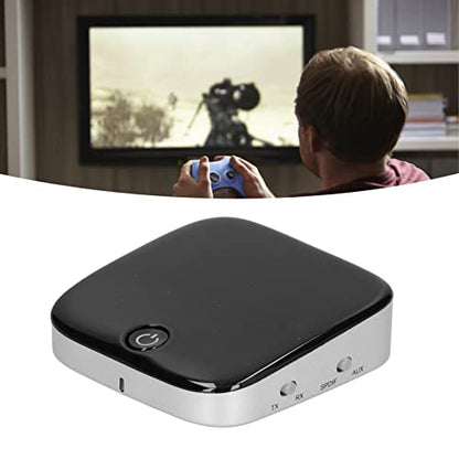 Bluetooth 5.0 Adapter, Portable Wireless Audio Transmitter and Receiver, Low Latency Dual Mode for TV Headphones Home Theater, Black