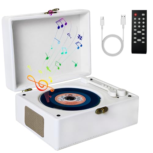 Portable CD Player for Home | Premium protein leather Bluetooth 5.3Retro Desktop CD Player,HI-FI Speakers, 3600mAh Battery, Remote,2-Year Warranty - color: Retro White