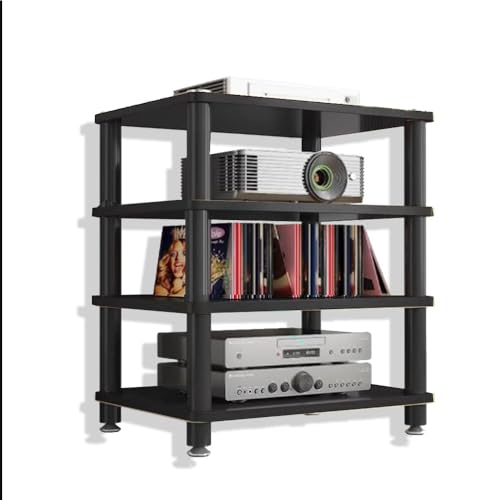 HiFi Racks Media Components Cabine, Heavy Duty Audio Component Stand, Amplifier Console Shelf Organizer, 2/3/4 Tier Speaker Audio Rack Tower(Black,3-Tier) - color: Black, size: 3-Tier
