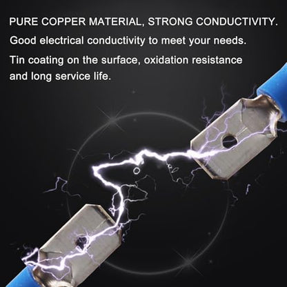 200피스 수 빠른 분리 비닐 절연 스페이드 와이어 커넥터, 16-14 AWG-6.3mm 0.6cm(1/4인치) 전기 크림프 터미널 - size: Male 200pcs AWG16-14 Blue
