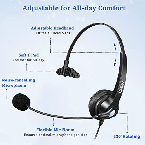 Callez Computer Headset with Noise Cancelling Mic & Mute Controls | Mono USB Headphones for Laptop PC Skype Zoom Webinar Business Call Center Home Office, Clear Chat, Super Lightweight (C500U3) - color: Gray