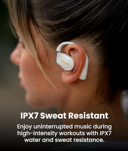 Cleer ARC 4 Plus Open Ear Earbuds with Dolby Audio,White | True wireless Bluetooth with head tracking, IPX7 waterproof earhook,34H playtime, custom EQ,for sports, running & workout - color: White