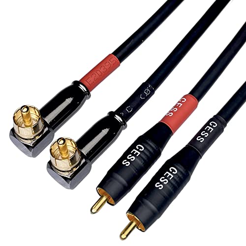 CNCESS CESS-167-3f RCA Right Angle to Straight Type Male to Male Preamp Jumpers Patch Cable, 2 Pack (3 Feet) - size: 3 Feet